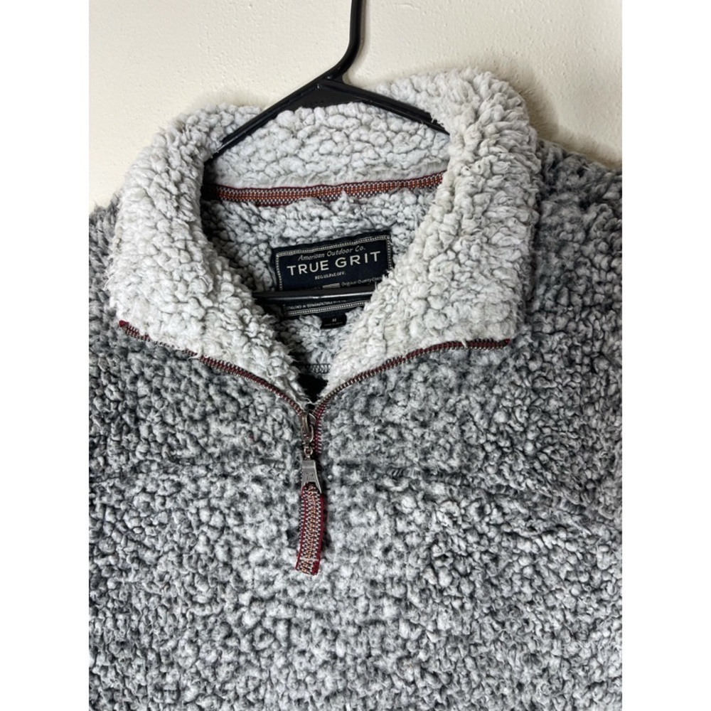 True Grit Men’s Sherpa Frost Tipped Pile 1/4 Pullover Jacket - Picture 2 of 4